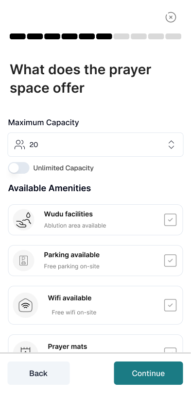 Prayer Space Amenities