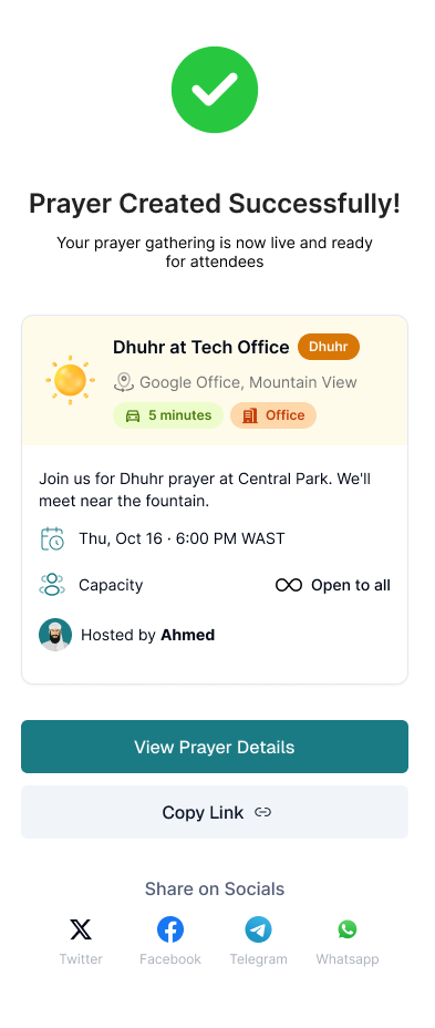 Prayer Created Successfully